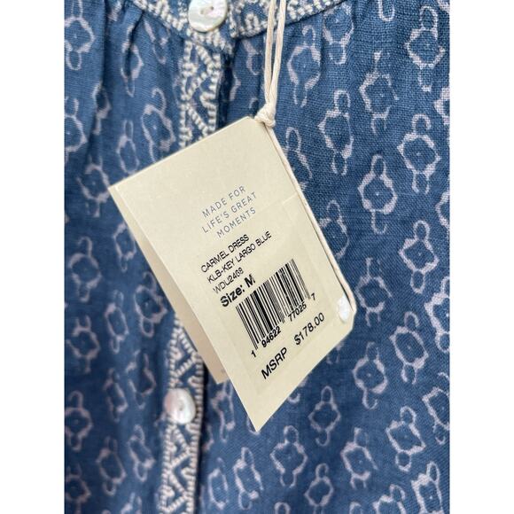 NWT Faherty Carmel Dress Key Largo Blue Linen Size Medium - Picture 11 of 13
